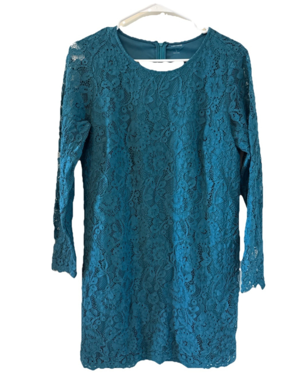 Kensie Women’s Teal Lace Long Sleeve Dress Sz Large Midi